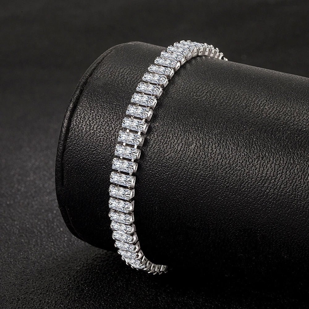 Bracelet Cristal Argent 925 Sterling Réglable Élégant