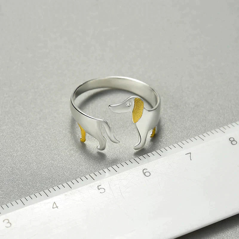 Bague Teckel Mignonne Argent 925 - Amoureux des Animaux