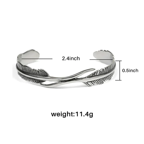 Bracelet Plume Argent Unisexe - Ange Gardien Réglable
