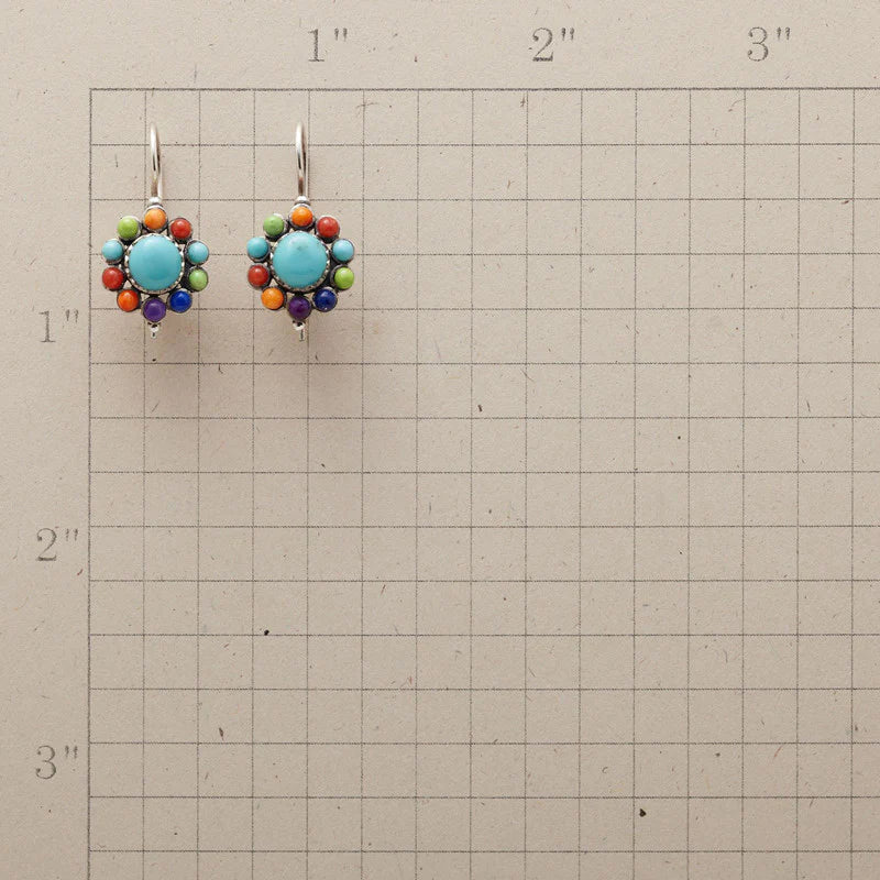 Naida - Boucles d'oreilles rondes turquoise multicolore