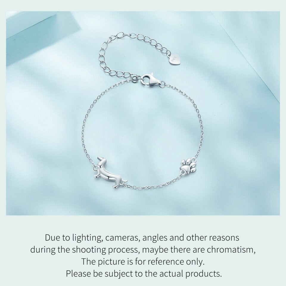 Bracelet Charme Teckel Mignon - Argent Sterling