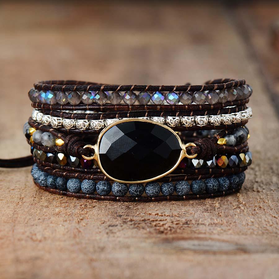 Lunara - Bracelet Lune Onyx Protecteur Stylé