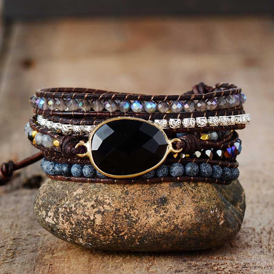 Lunara - Bracelet Lune Onyx Protecteur Stylé