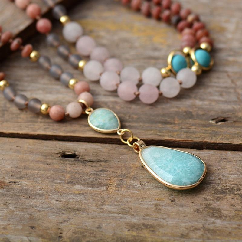 Aurielle - Collier mala pastel à 108 perles