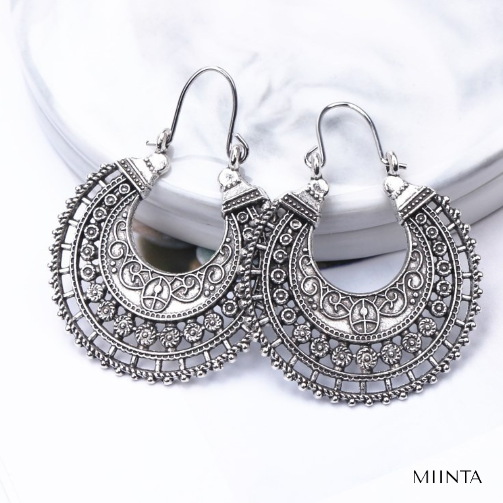 Boucles d'Oreilles Filigrane Tibétain - Argent 925
