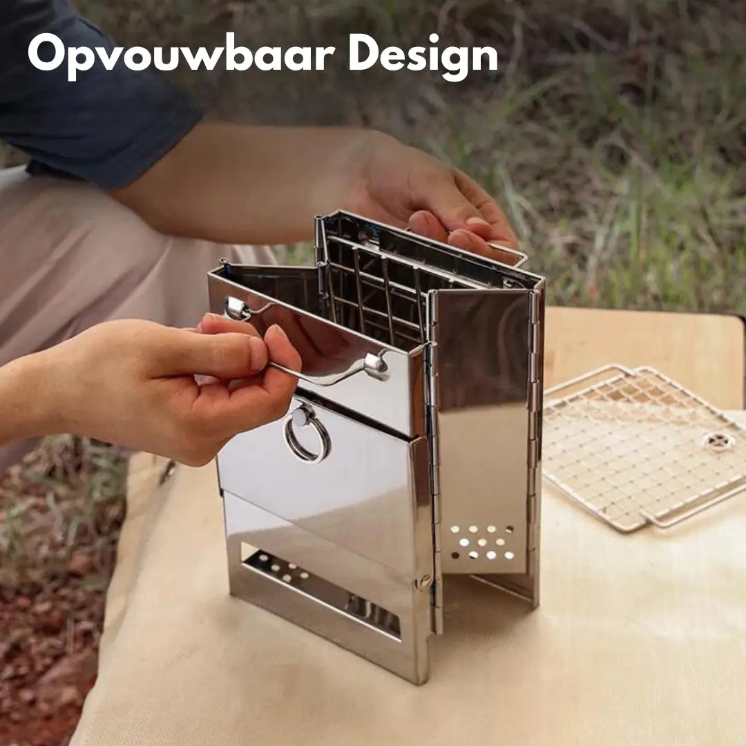 TrailFlame – Poêle à Bois Pliable Inox Stylé
