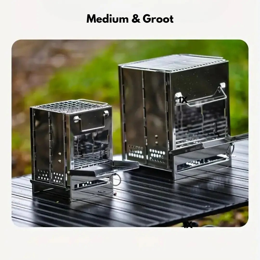 TrailFlame – Poêle à Bois Pliable Inox Stylé