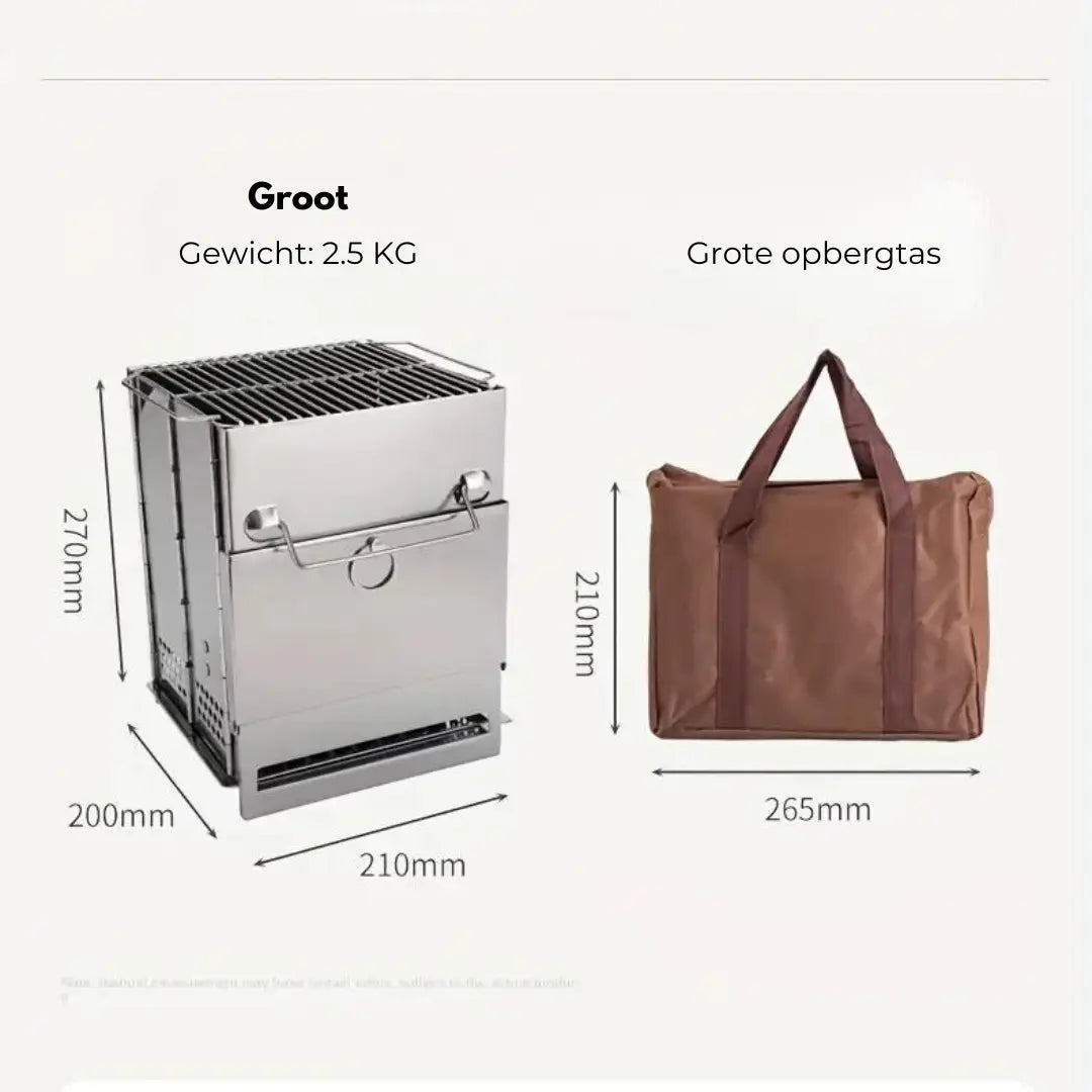 TrailFlame – Poêle à Bois Pliable Inox Stylé