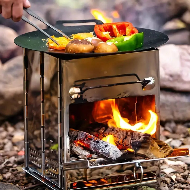 TrailFlame – Poêle à Bois Pliable Inox Stylé