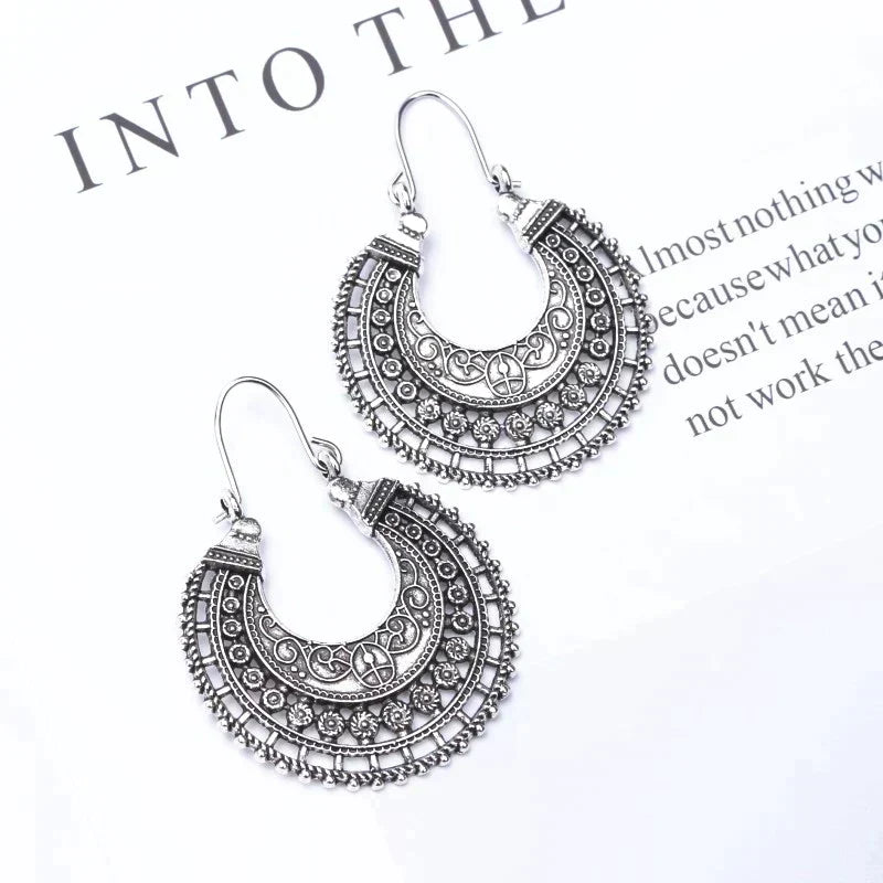 Boucles d'Oreilles Filigrane Tibétain - Argent 925
