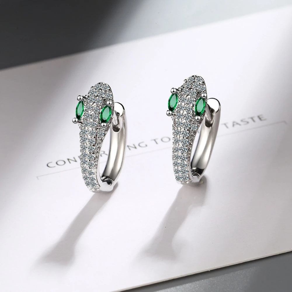 Leila - Boucles d'oreilles serpent en argent 925 élégantes