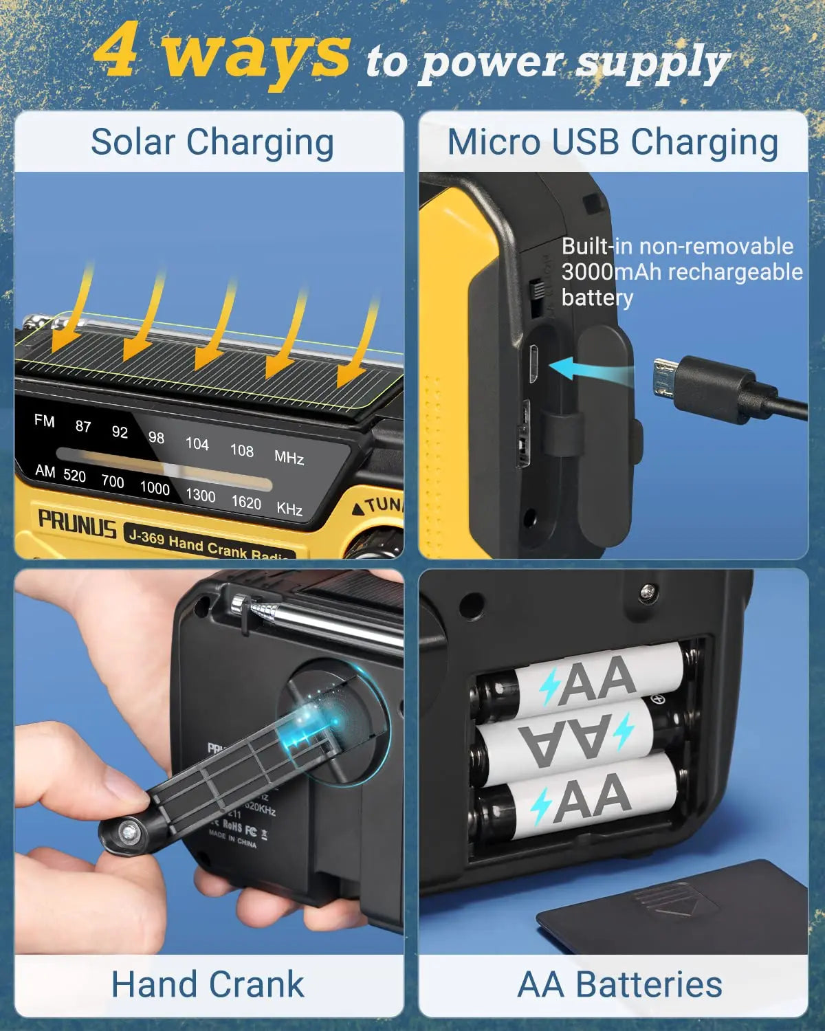 Radio Portable Multifonctionnelle avec Chargement Solaire | Outil Essentiel pour Aventures et Urgences 3