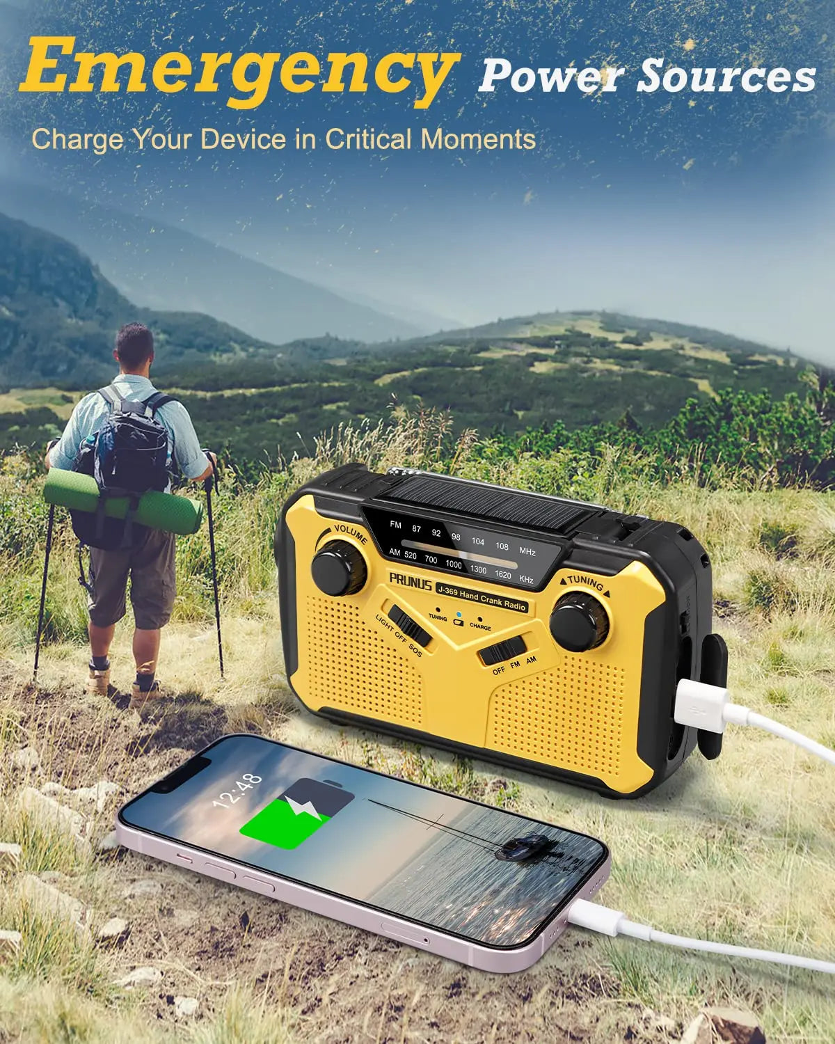 Radio Portable Multifonctionnelle avec Chargement Solaire | Outil Essentiel pour Aventures et Urgences 6