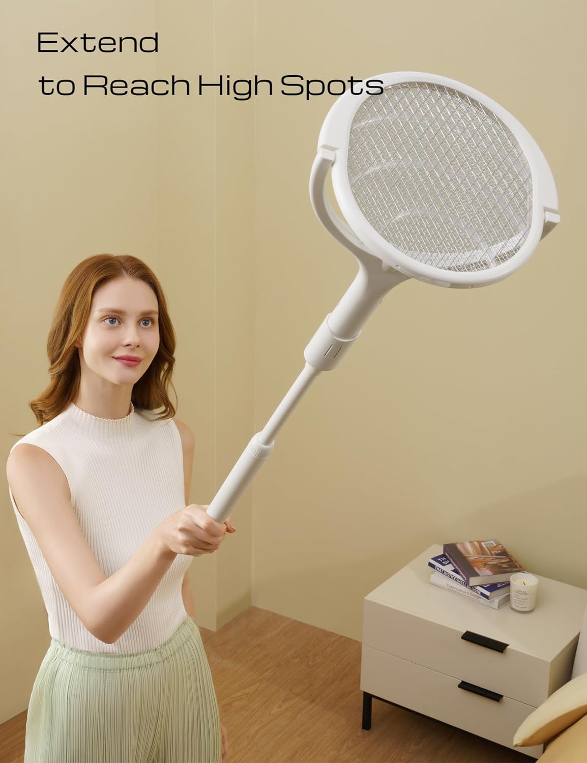 Raquette à Mouches Électrique Rechargeable avec Tête Rotative à 90° | Solution Écologique pour Éliminer les Insectes 2