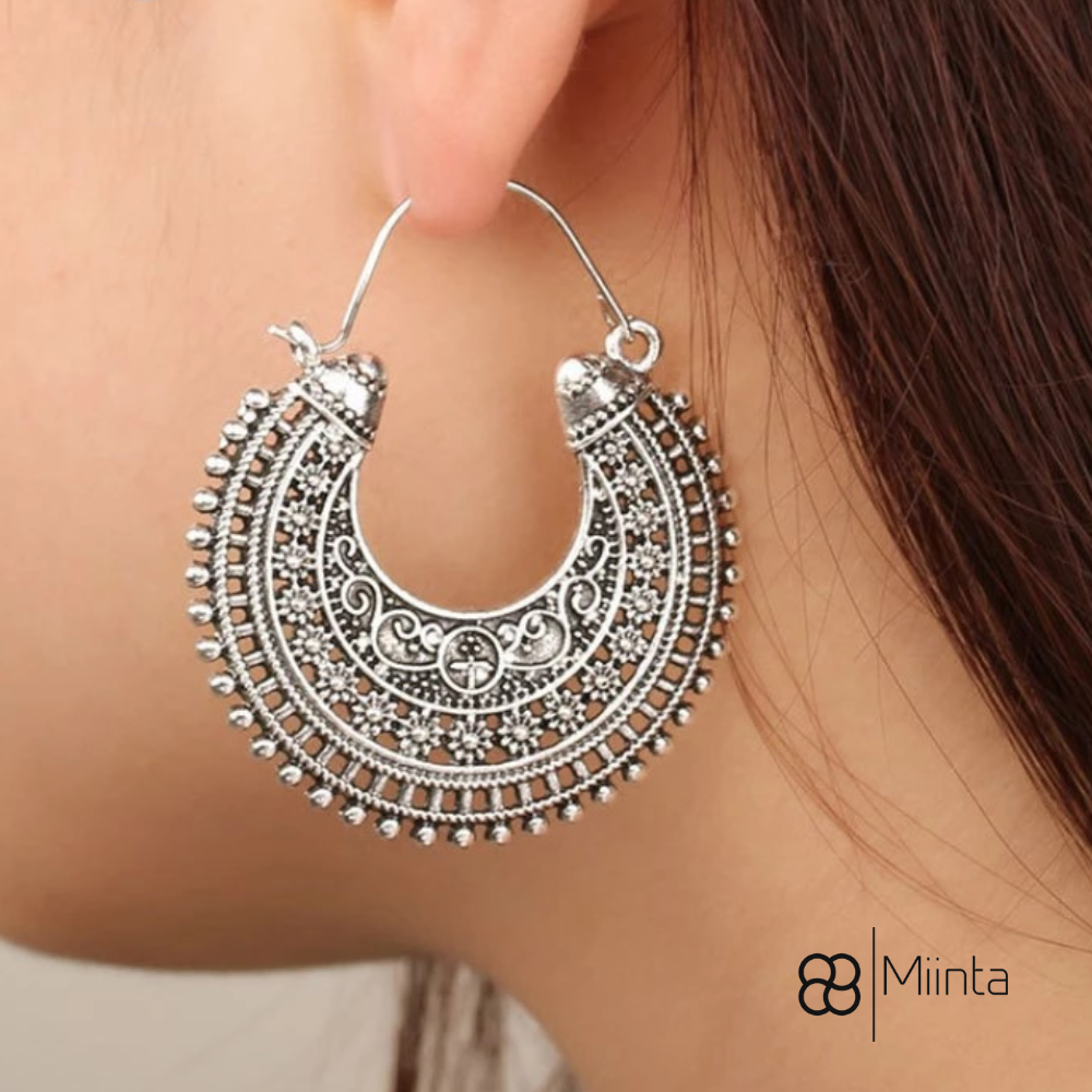 Boucles d'Oreilles Filigrane Tibétain - Argent 925