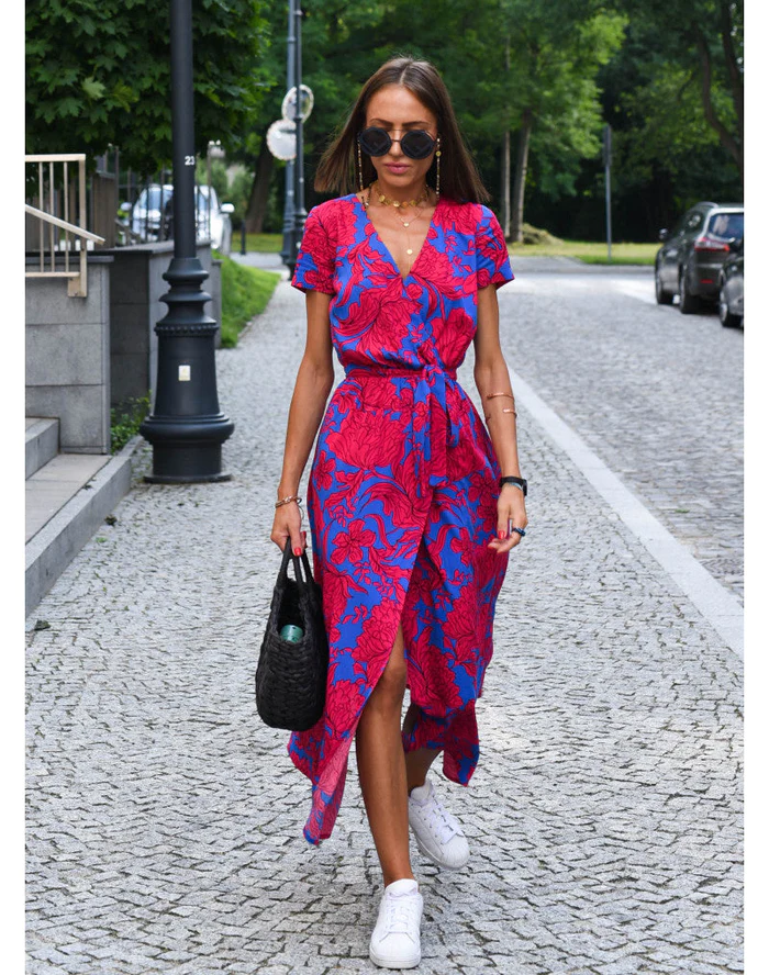Robe Longue Cache-Cœur Femme - Élégante Robe de Soirée à Pois pour l'Été 0