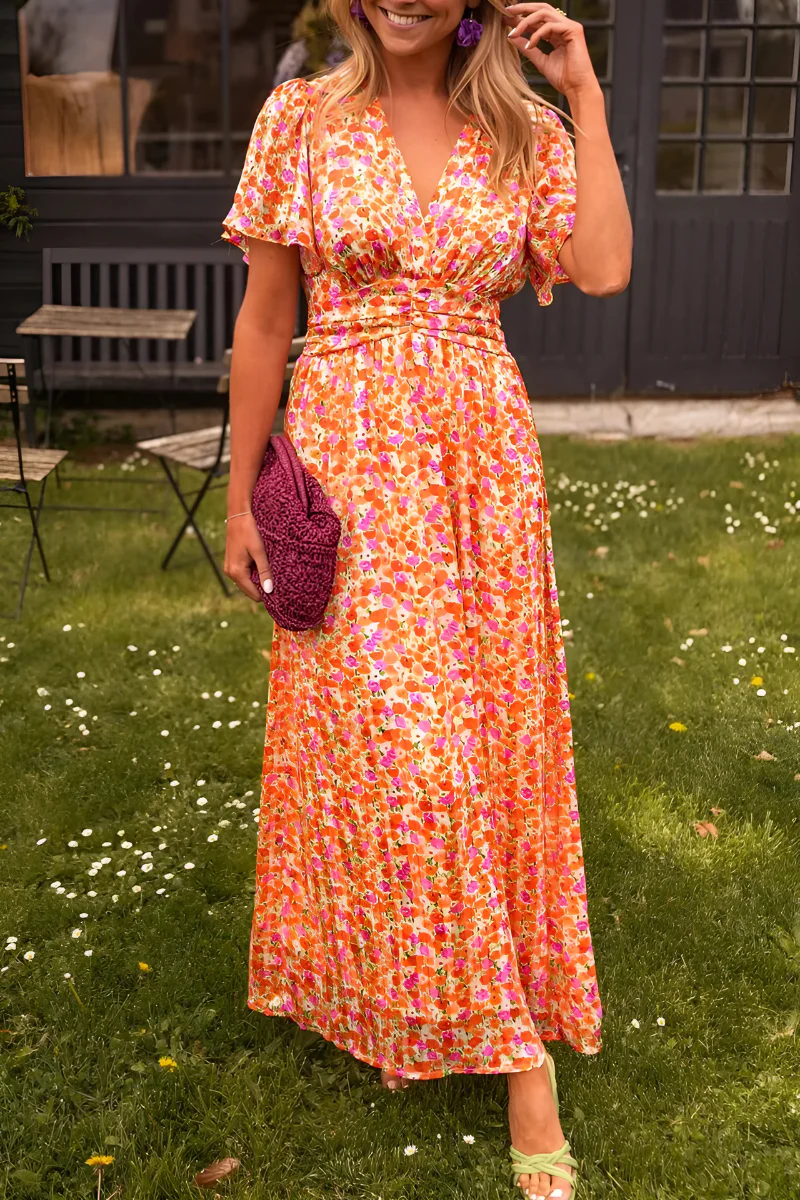 Robe Longue Femme - Élégante Robe Fleurie pour l'Été, Confortable et Fluide 0