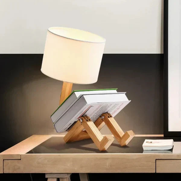 RoboWood | Créative Lampe de Table Réglable en Bois avec Support de Livre 0