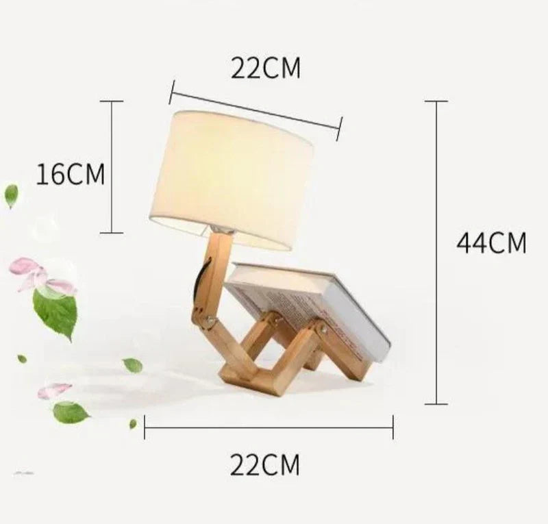 RoboWood | Créative Lampe de Table Réglable en Bois avec Support de Livre 3