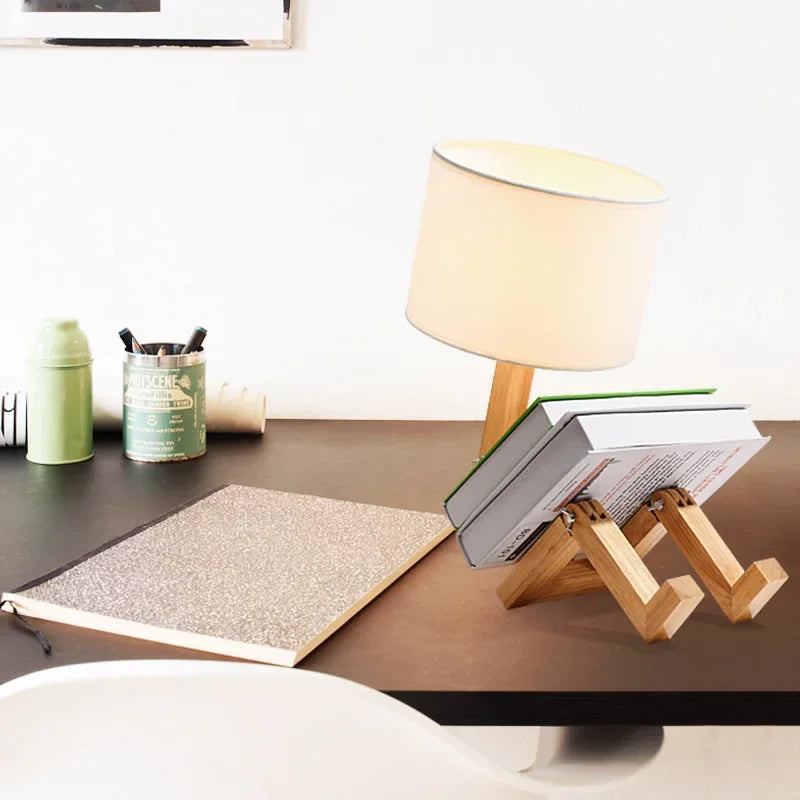 RoboWood | Créative Lampe de Table Réglable en Bois avec Support de Livre 5