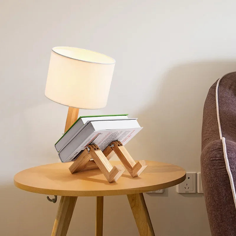 RoboWood | Créative Lampe de Table Réglable en Bois avec Support de Livre 6