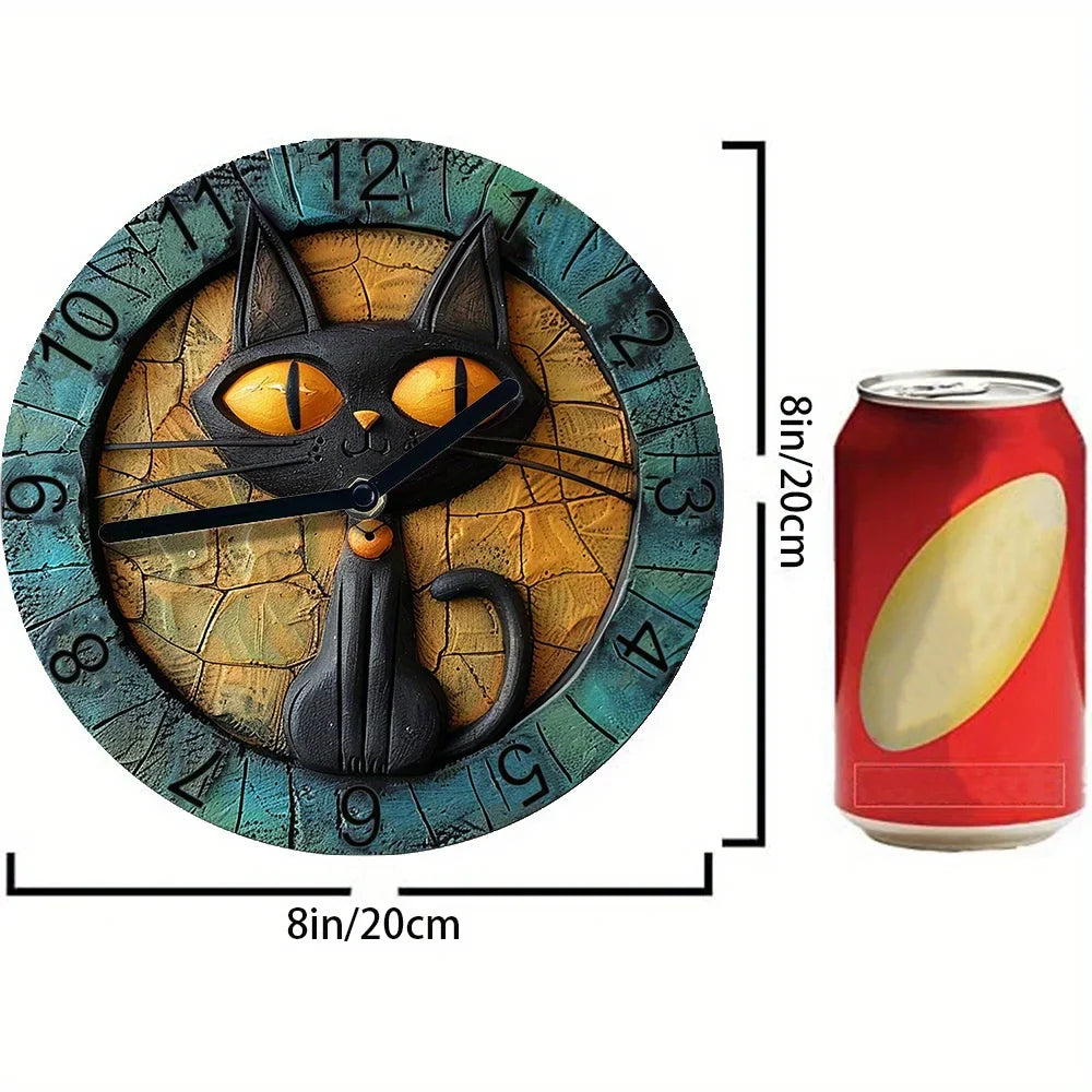 CircleDesign - Horloge murale moderne à imprimé chat