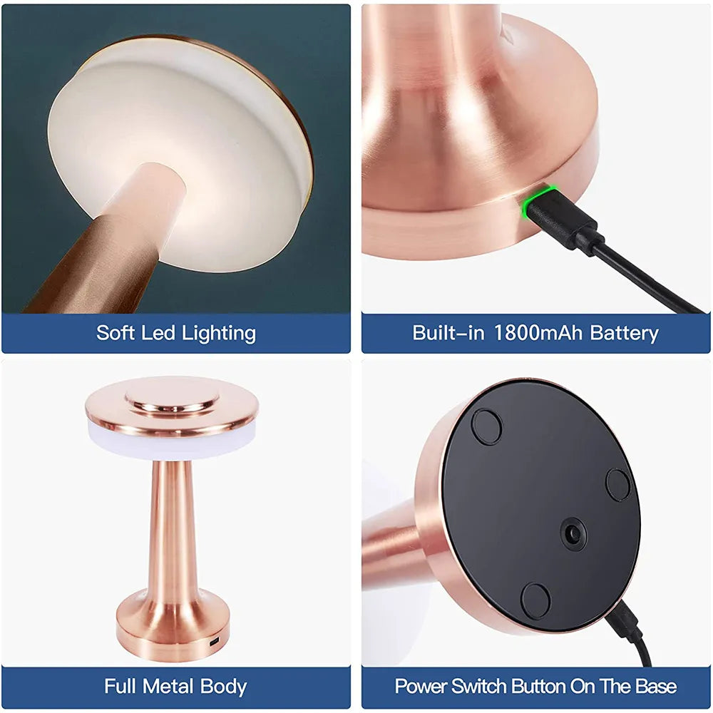 LumiCrest - Lampe LED rétro rechargeable sans fil