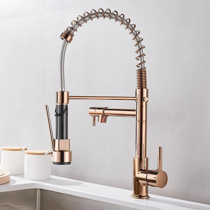 AquaFusion - Robinet de Cuisine Flexible en Laiton Noir et Or