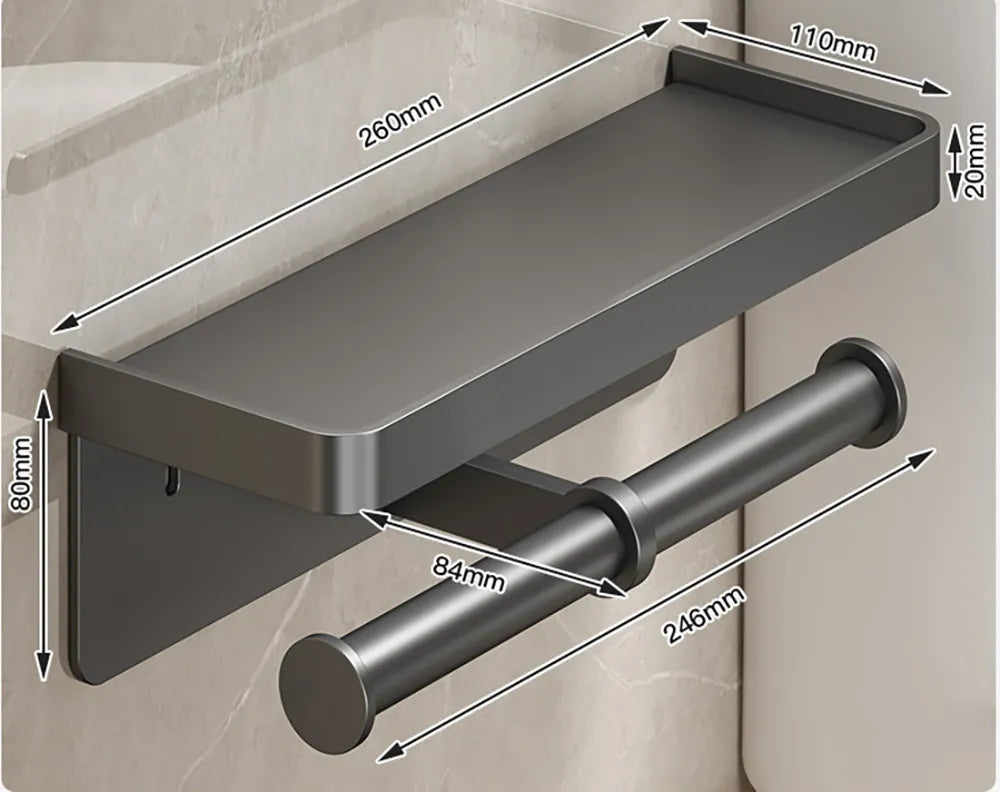 LuxeHold - Porte-rouleau de toilette multifonction élégant