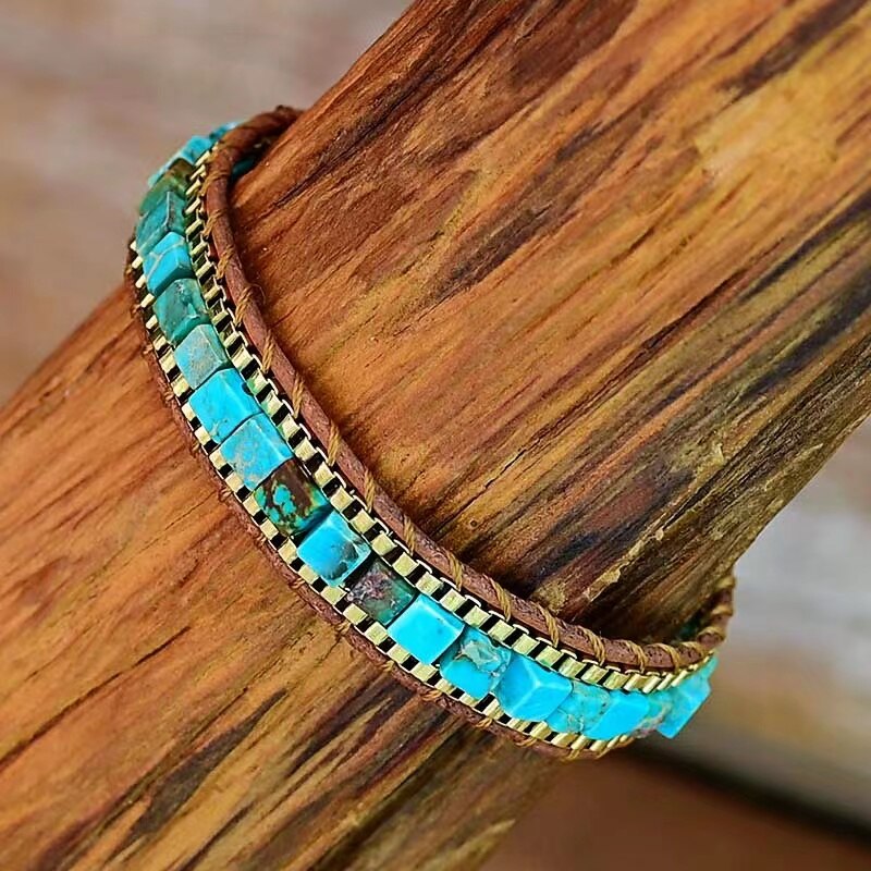 Cairos - Bracelet en pierre impériale turquoise