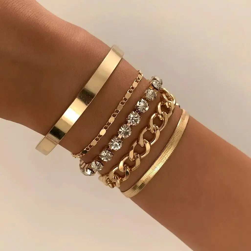 SnakeEdge - Set de 5 bracelets chaîne serpent