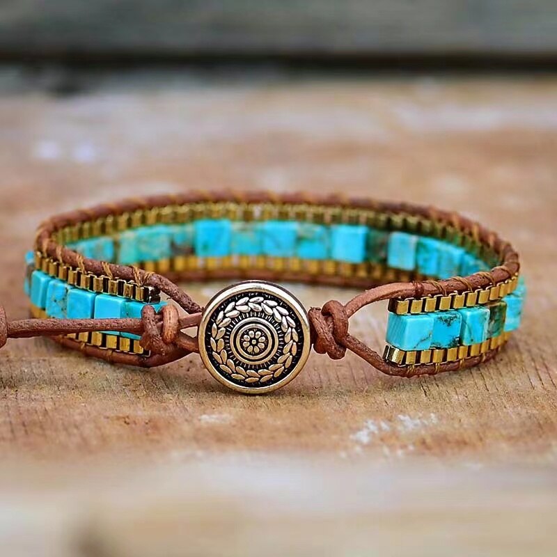 Cairos - Bracelet en pierre impériale turquoise