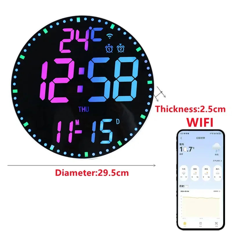 WiFiTime Clock - Horloge Murale LED Connectée avec Calendrier