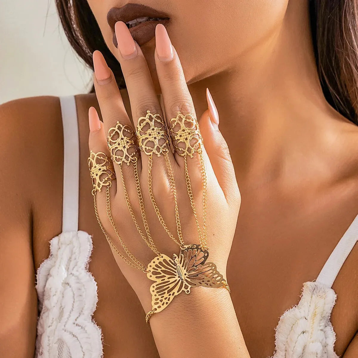 ButterflyElegance - Set luxe bracelet et bague papillon