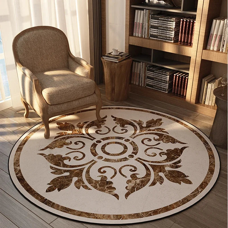 ElegantCircle - Tapis Rond de Luxe Style Américain