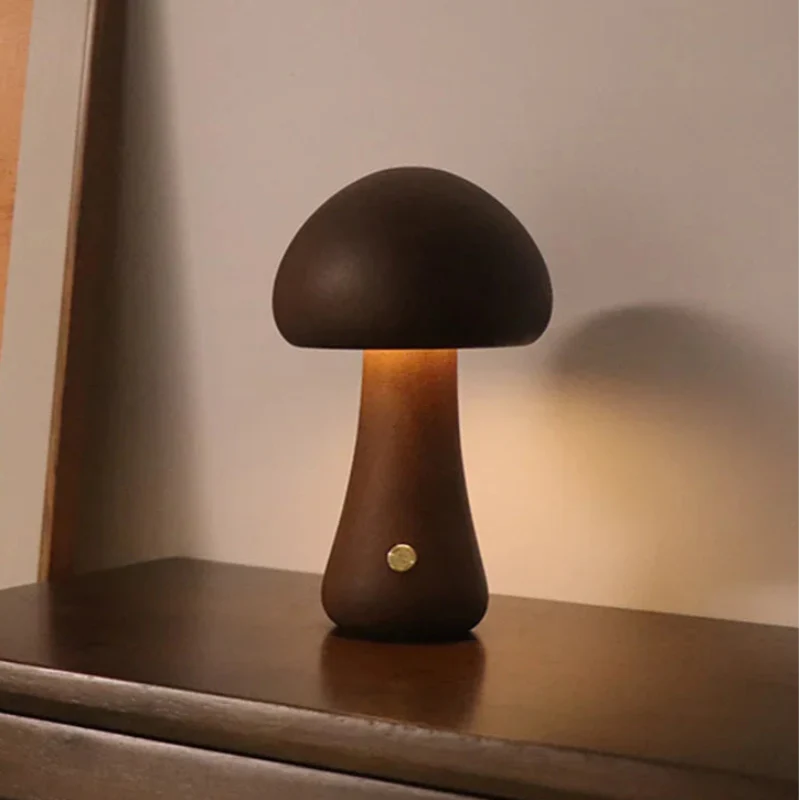 MushWood Lampe – Lampe de Table Champignon en Bois | Éclairage Naturel & Design Scandinave