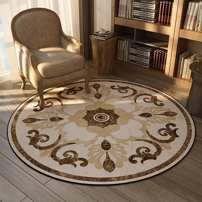 ElegantCircle - Tapis Rond de Luxe Style Américain