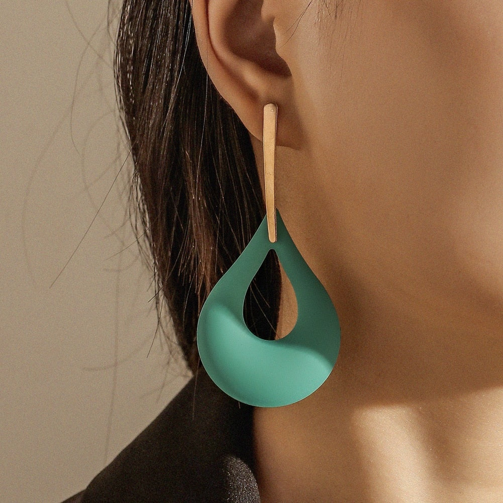 Boucles d'Oreilles Goutte Colorée Artistique Design Unique