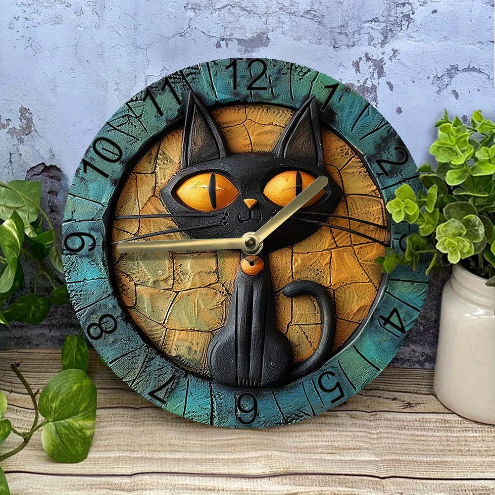 CircleDesign - Horloge murale moderne à imprimé chat