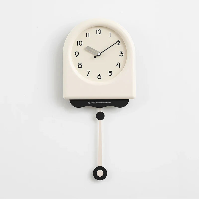 CremePendulum Clock - Horloge murale a pendule au design coreen moderne