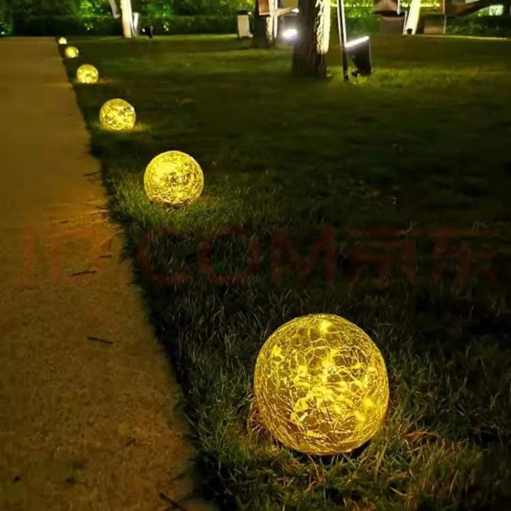 SparkleSphere Light - Lampe solaire de jardin en verre craquelé