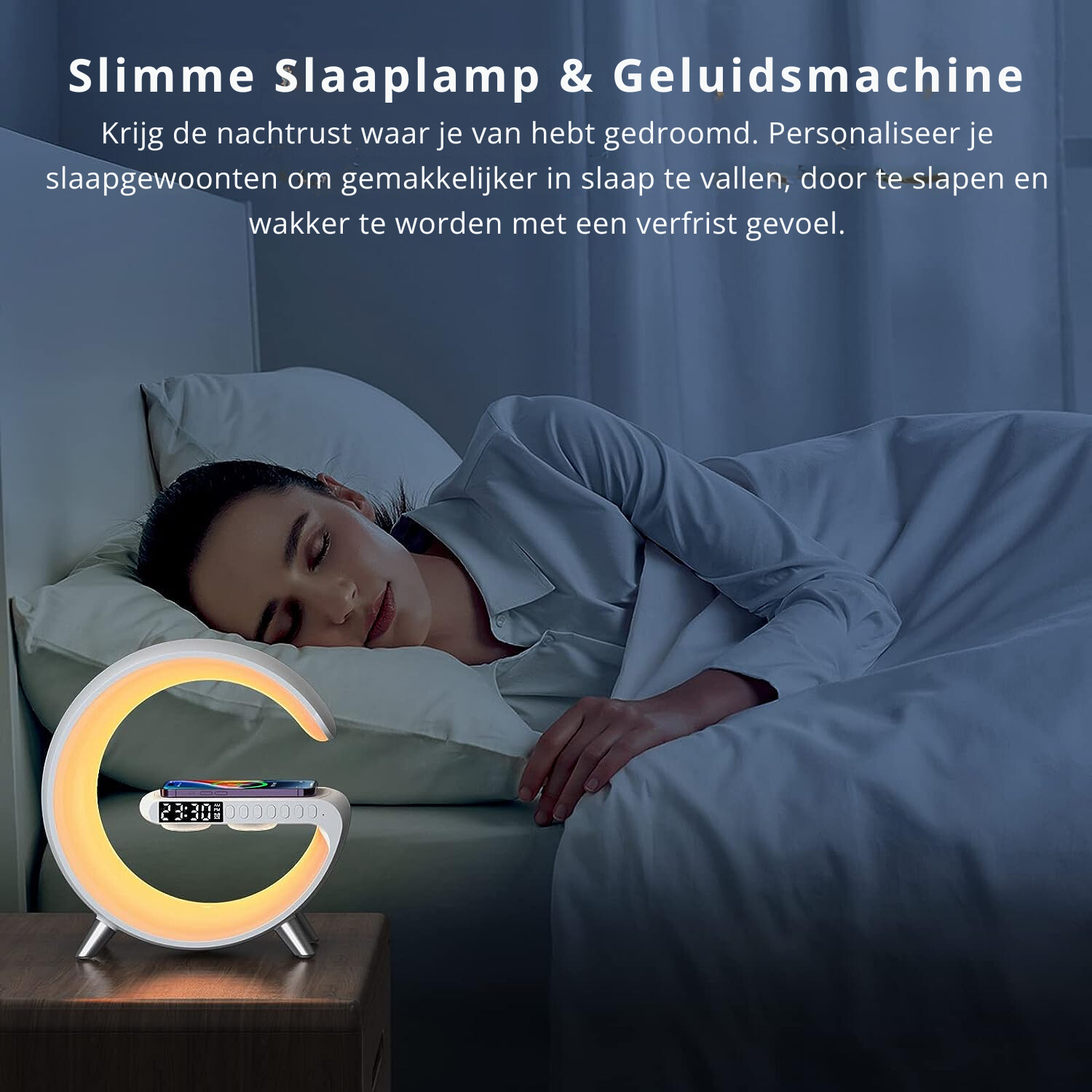 GlowHub - Enceinte Rechargeable Réveil et Veilleuse RGB