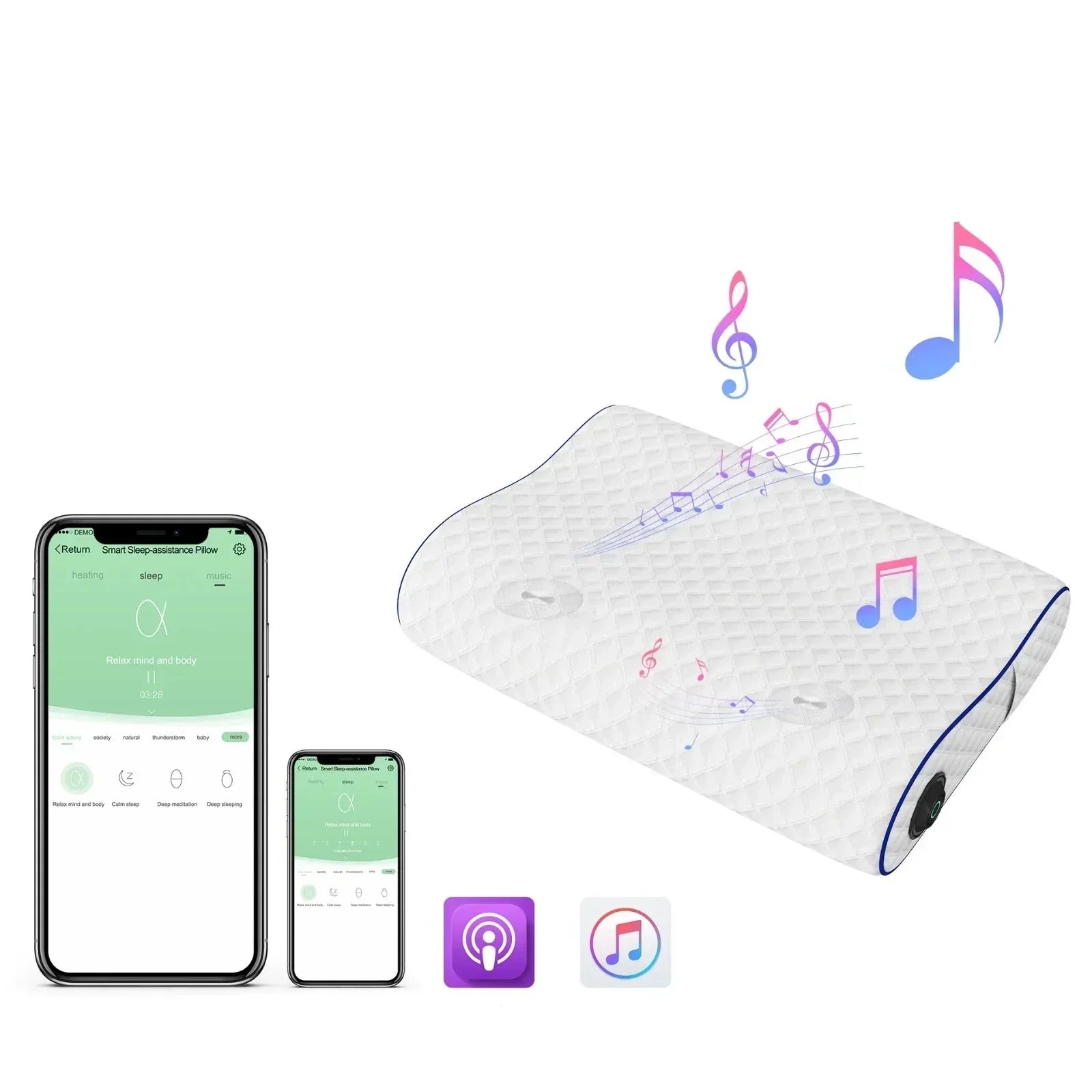SleepHarmony - Oreiller à mémoire de forme avec haut-parleur Bluetooth