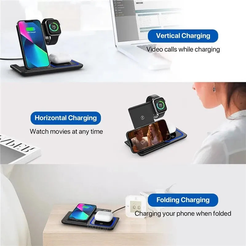 Sameza - Station de Charge 3-en-1 Sans Fil Pliable