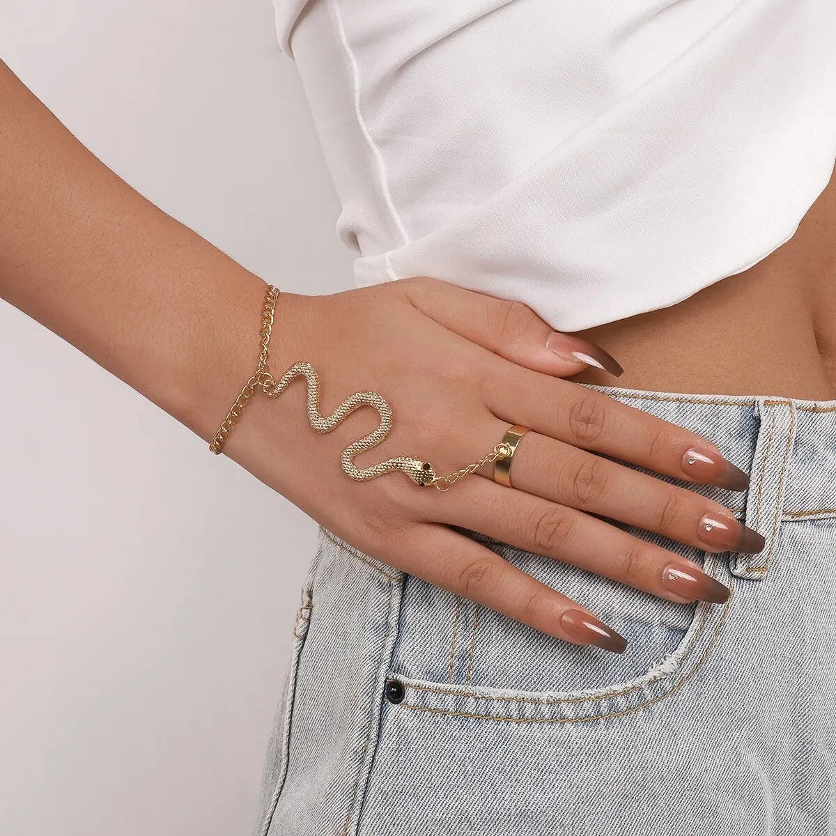 SerpentElegance - Set luxe bracelet et bague serpent