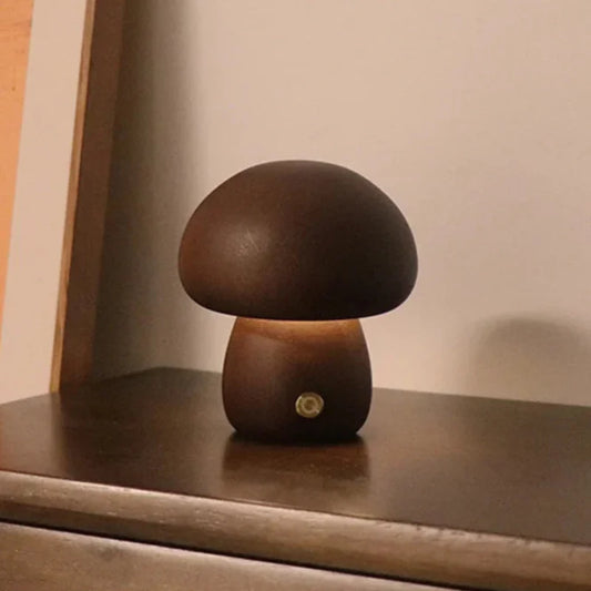 MushWood Lampe – Lampe de Table Champignon en Bois | Éclairage Naturel & Design Scandinave
