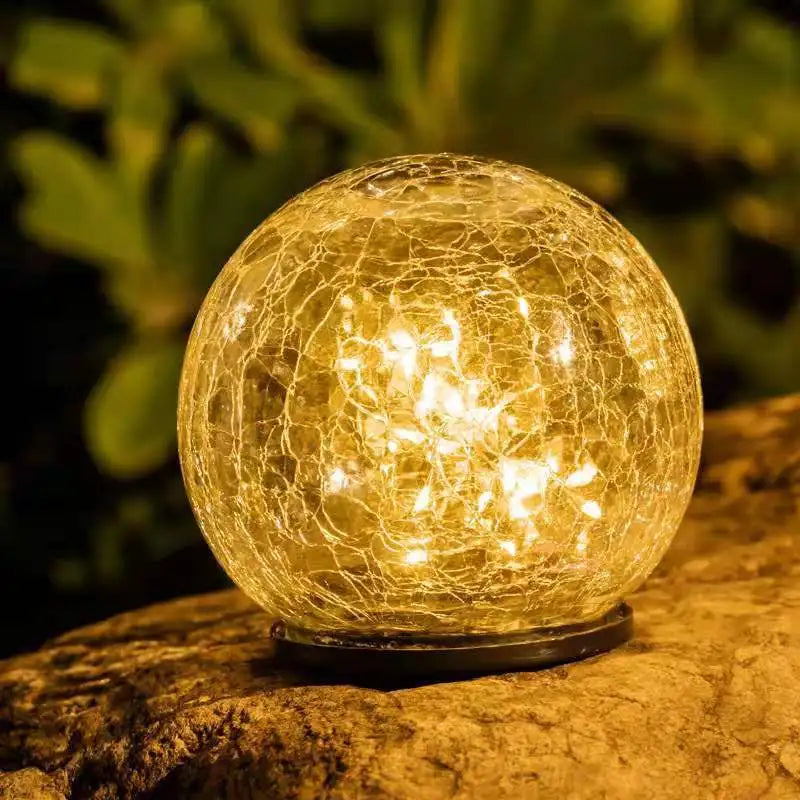 SparkleSphere Light - Lampe solaire de jardin en verre craquelé