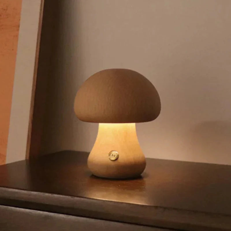 MushWood Lampe – Lampe de Table Champignon en Bois | Éclairage Naturel & Design Scandinave