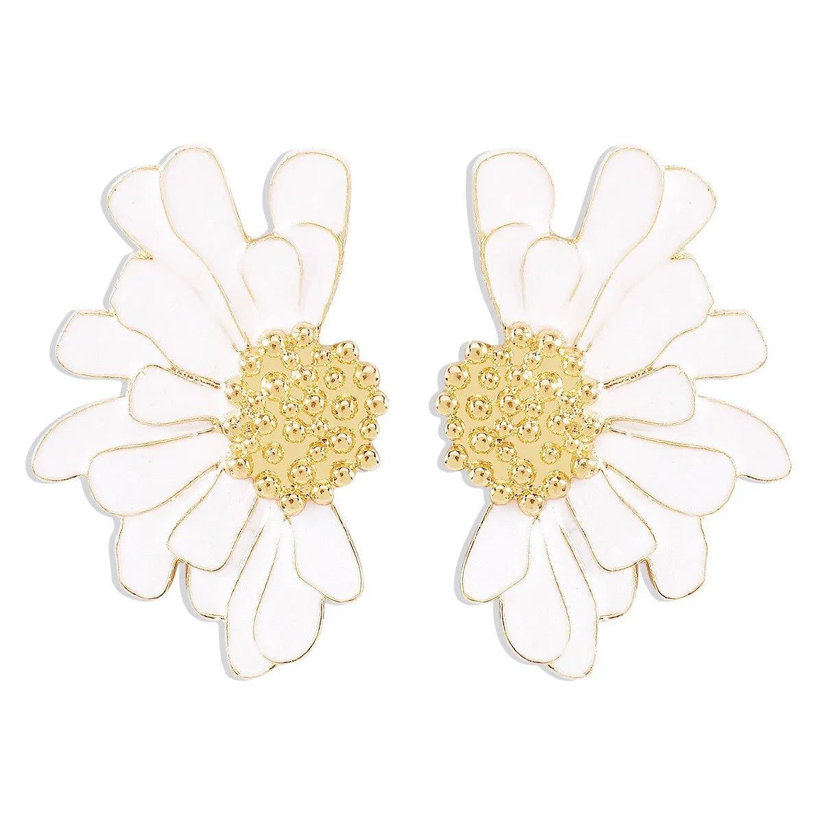 BloomGaze - Boucles d'oreilles fleurs dorées statement