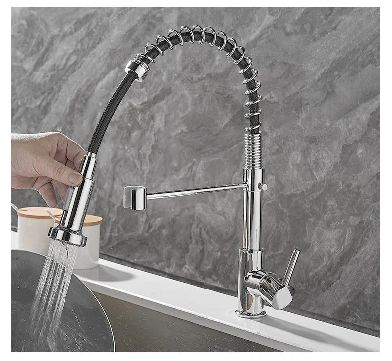 AquaFusion - Robinet de Cuisine Flexible en Laiton Noir et Or